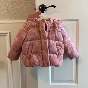 Toddler Pink Velvet Puffer Jacket